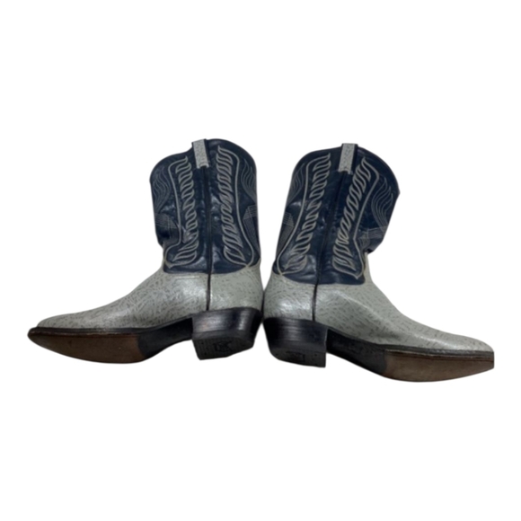 Tony Lama Cowboy Boots Men’s Western Gray Leather with Black Shaft Size 10.5 - Picture 7 of 14